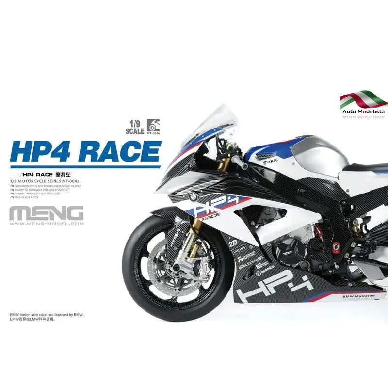 MENG MT-004S BMW HP4 1/9 Scale Motorcycle Series Pre-coloured Edition Model Kit image 2