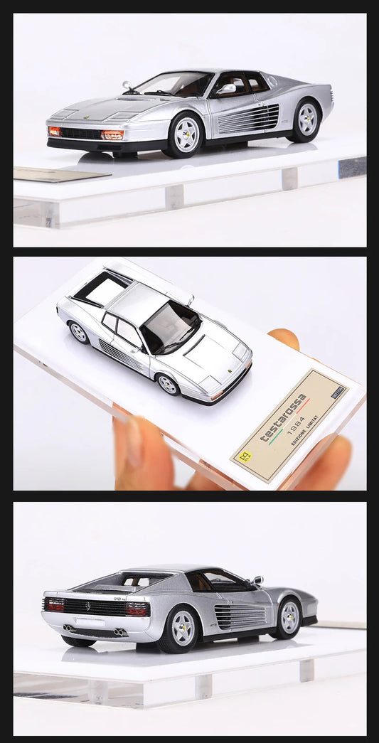 DMH 1:64 Testarossa Silver Resin Model Car Limited Edition image 1