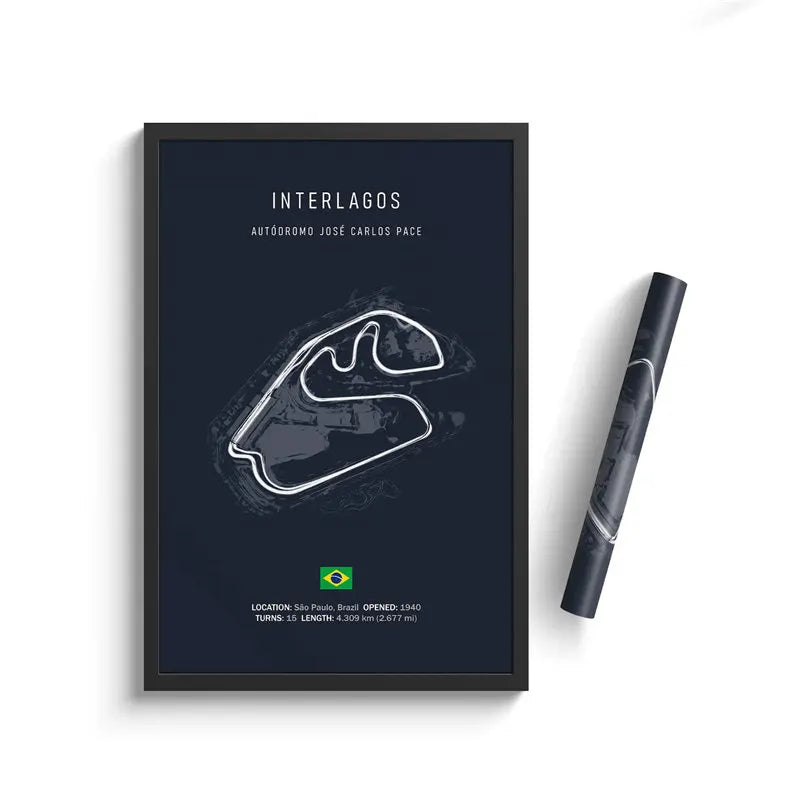 Interlagos F1 Track Circuit Wall Art Aesthetic Motorsport Race Poster : No frame image 0