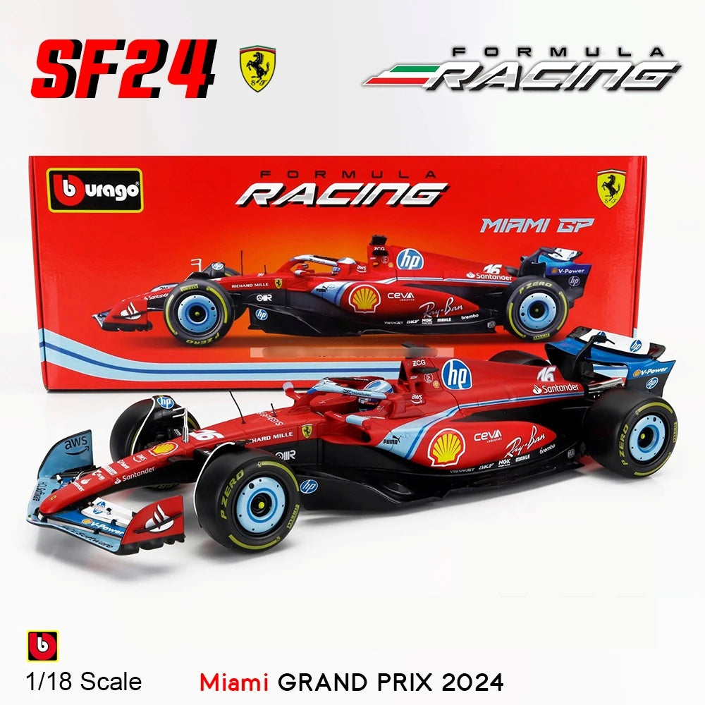 Bburago 1:18 SF24 F1 Ferrari Miami #16 Charles Leclerc Model Car image 2