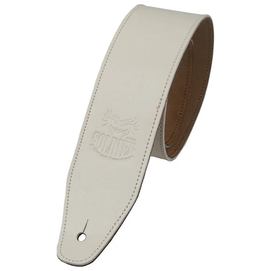 Genuine White Leather Guitar Strap With Soft Adjustable Strap image 0