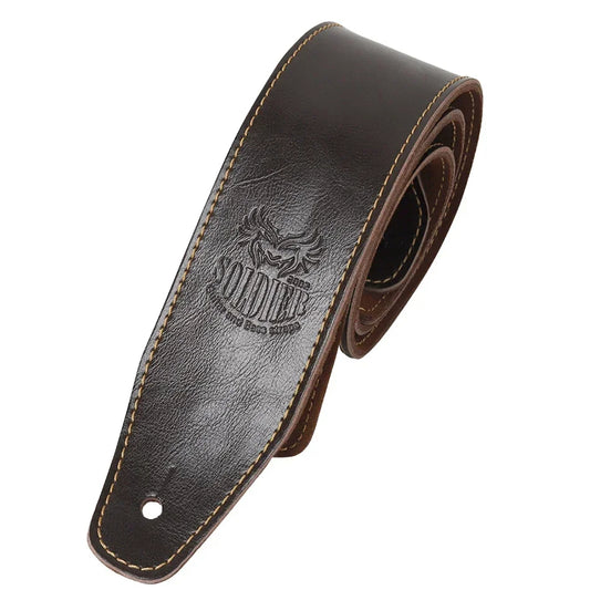 Genuine Brown Leather Guitar Strap With Soft Adjustable Strap image 0