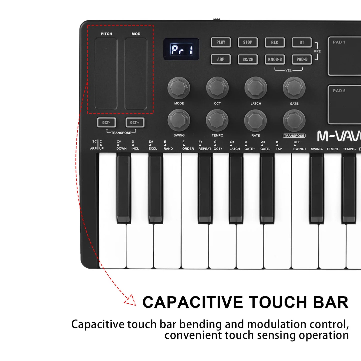 M-VAVE 25-Key MIDI Controller Keyboard Portable Music Arranger Keyboard RGB image 4
