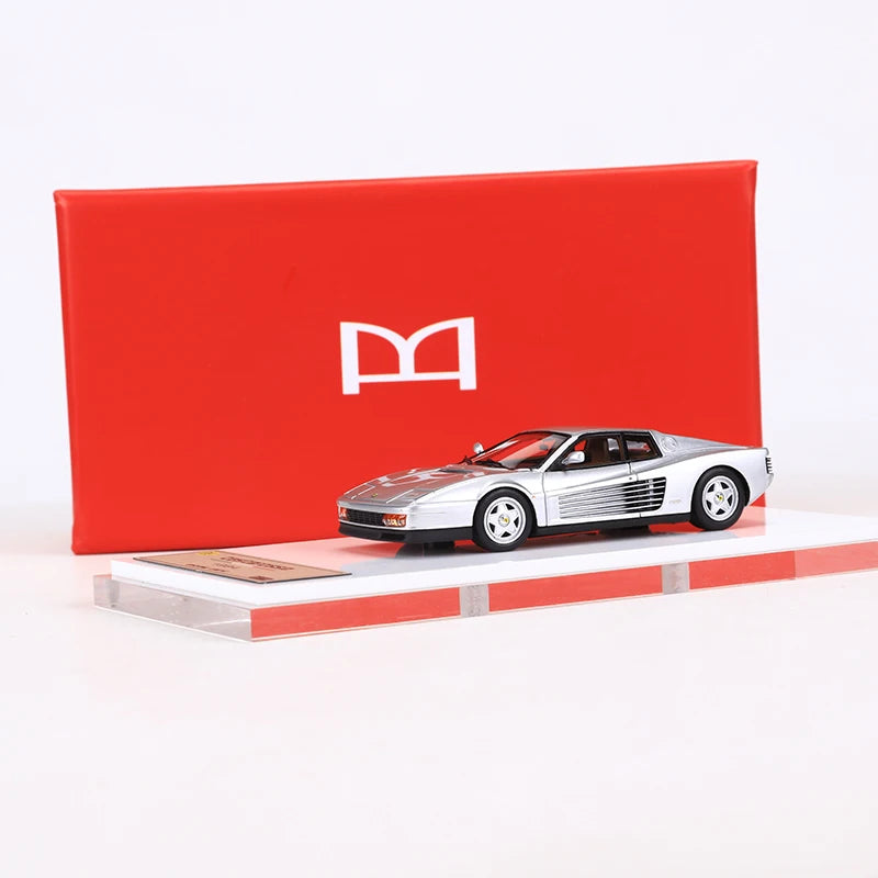 DMH 1:64 Testarossa Silver Resin Model Car Limited Edition image 0