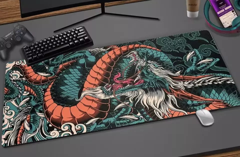 Japanese Dragon Design Gaming Desk Mat image 1