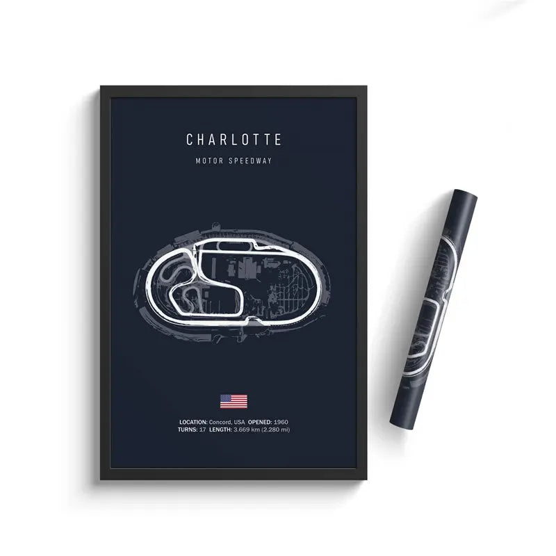 Charlotte F1 Track Circuit Wall Art Aesthetic Motorsport Race Poster : No frame image 1