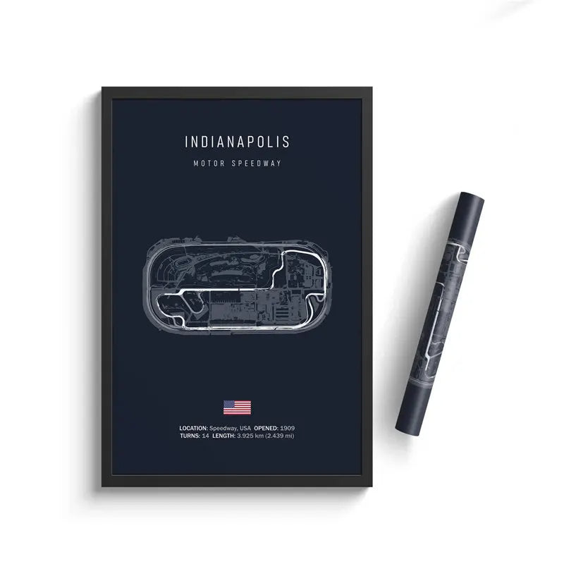 Indianapolis F1 Track Circuit Wall Art Aesthetic Motorsport  : No frame image 1