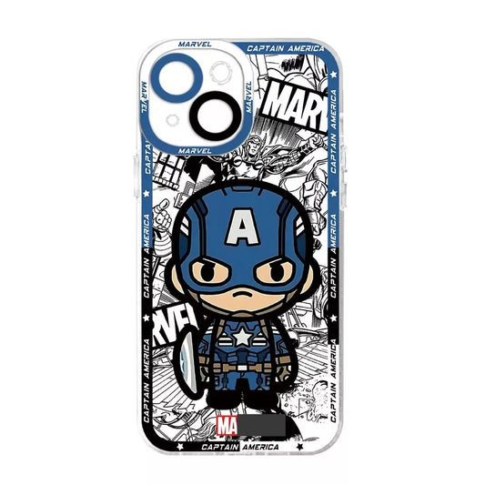 Superhero Captain Cartoon Design Transparent Case for Apple Iphone image 0