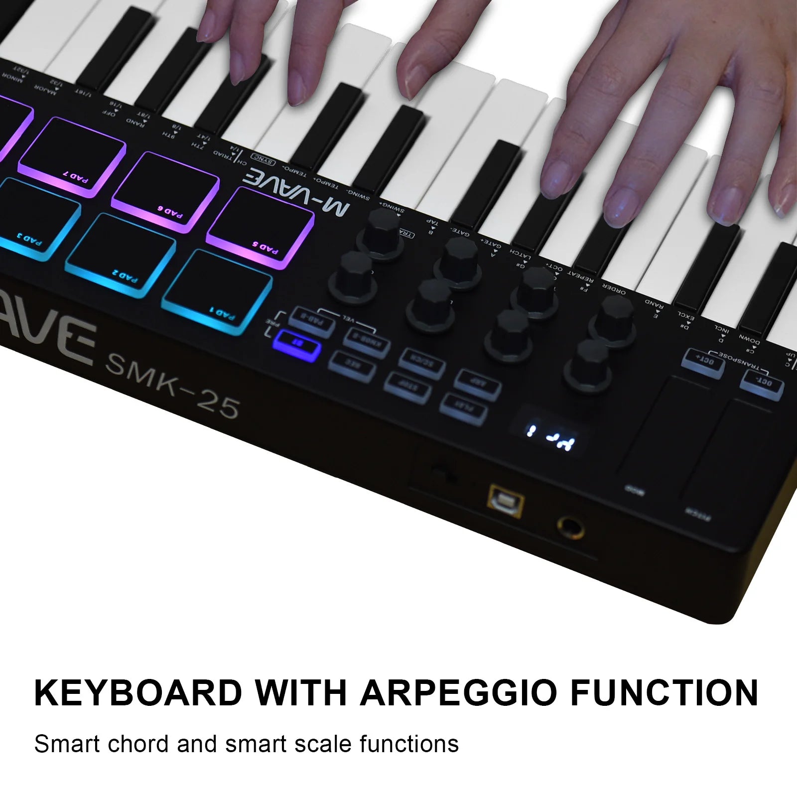 M-VAVE 25-Key MIDI Controller Keyboard Portable Music Arranger Keyboard RGB image 1