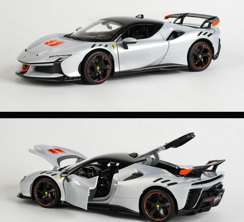 Bburago Ferrari SF90 XX White Stradale 1:18 Diecast Model Car image 2