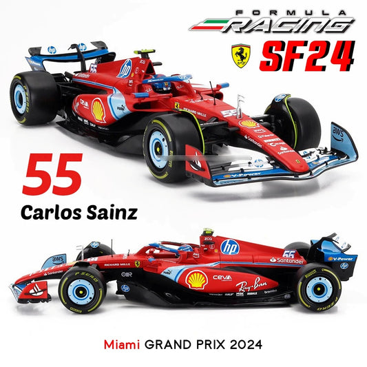Bburago 1:18 SF24 F1 Ferrari Miami #55 Carlos Sainz Model Car image 0
