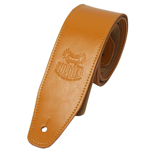 Genuine Tan Leather Guitar Strap With Soft Adjustable Strap image 0