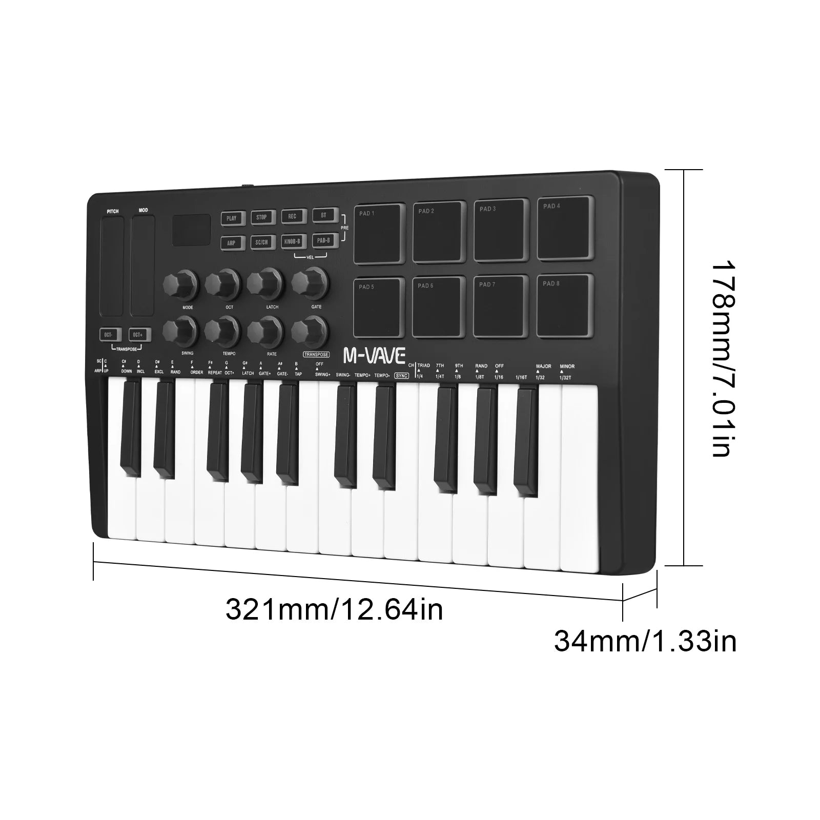 M-VAVE 25-Key MIDI Controller Keyboard Portable Music Arranger Keyboard RGB image 11