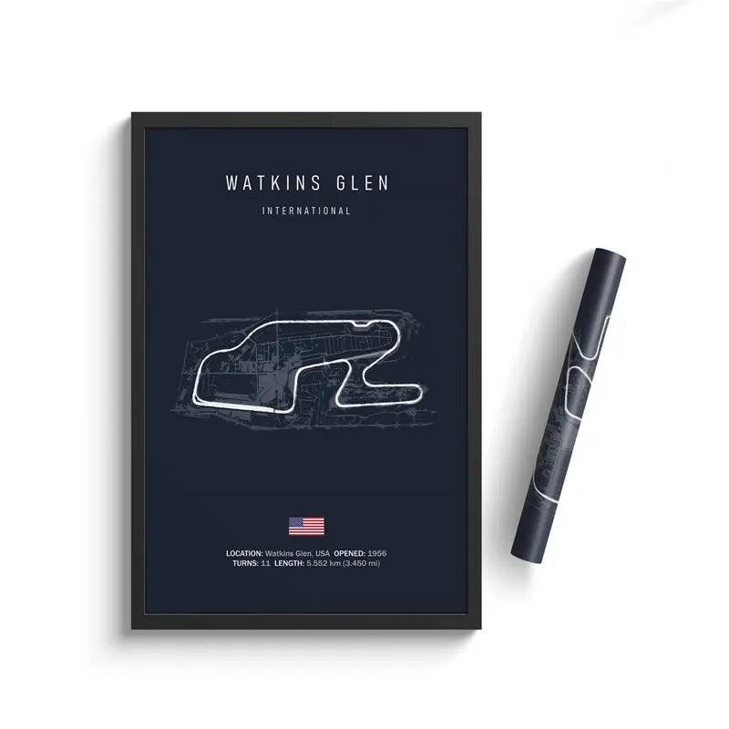 Watkins Glen F1 Track Circuit Wall Art Aesthetic Motorsport : No frame image 0