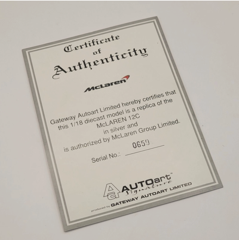 McLaren MP4-12C Silver AUTOart Signature Edition 1:18