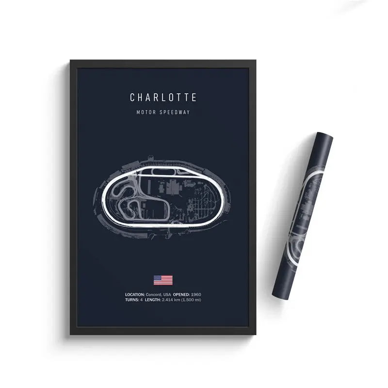 Charlotte F1 Track Circuit Wall Art Aesthetic Motorsport Race Poster : No frame image 0