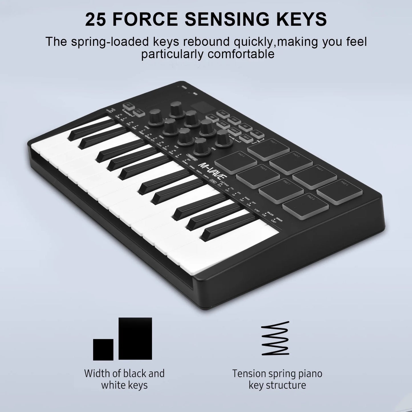 M-VAVE 25-Key MIDI Controller Keyboard Portable Music Arranger Keyboard RGB image 12