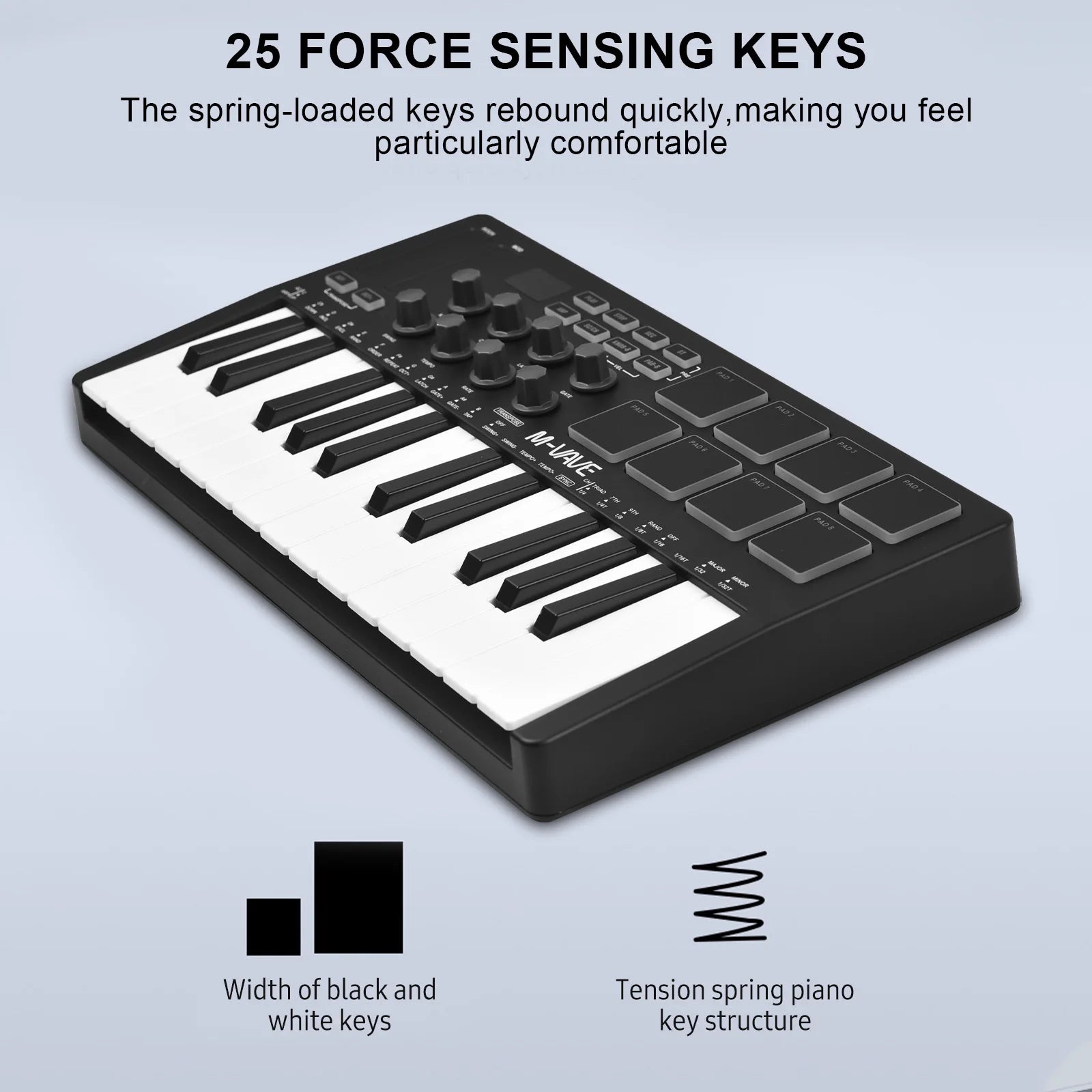 M-VAVE 25-Key MIDI Controller Keyboard Portable Music Arranger Keyboard RGB image 12