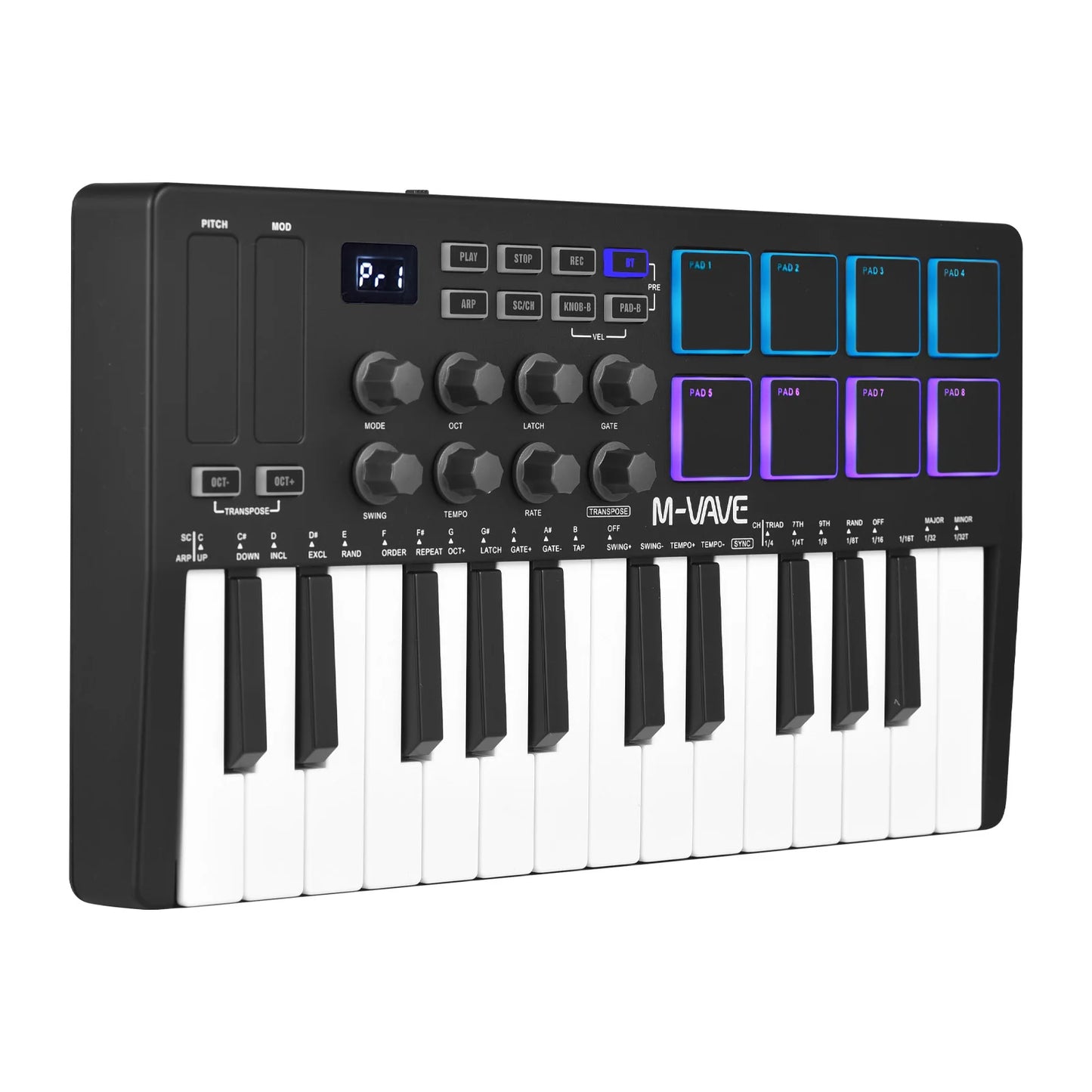 M-VAVE 25-Key MIDI Controller Keyboard Portable Music Arranger Keyboard RGB image 0
