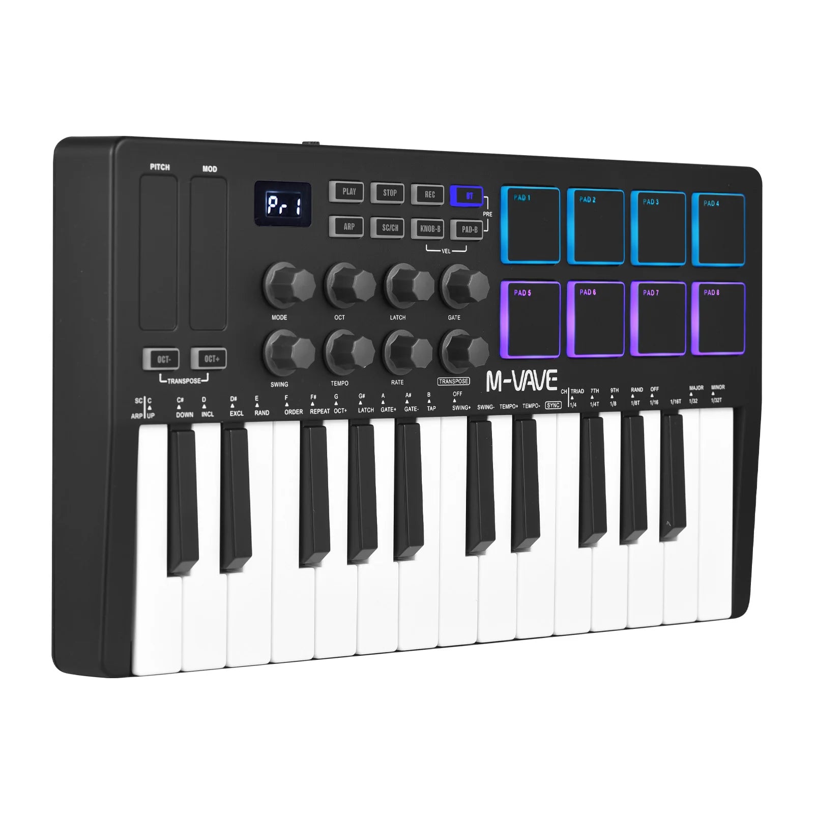 M-VAVE 25-Key MIDI Controller Keyboard Portable Music Arranger Keyboard RGB image 0