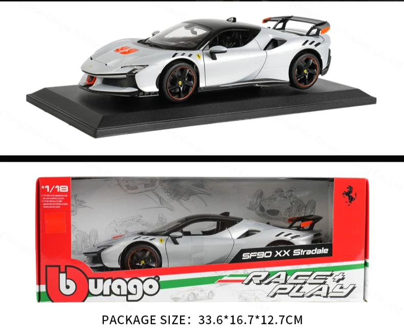Bburago Ferrari SF90 XX White Stradale 1:18 Diecast Model Car image 3