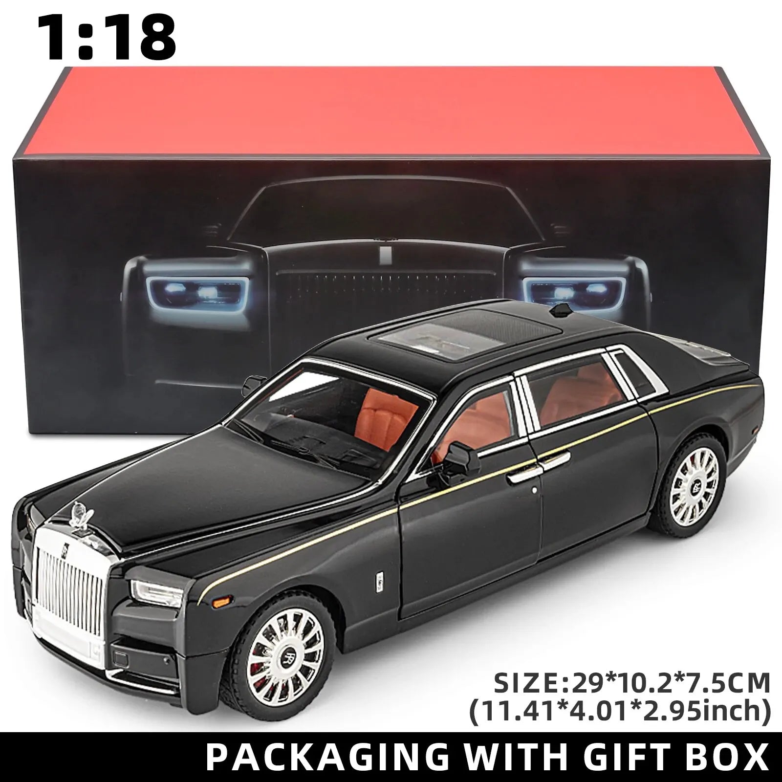 Rolls Royce Phantom Black Model Car 1:18 image 0