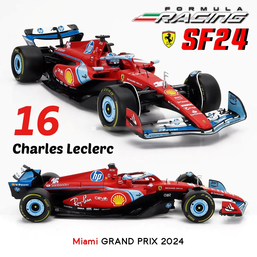 Bburago 1:18 SF24 F1 Ferrari Miami #16 Charles Leclerc Model Car image 0