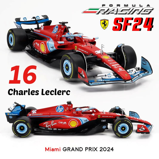 Bburago 1:18 SF24 F1 Ferrari Miami #16 Charles Leclerc Model Car image 0