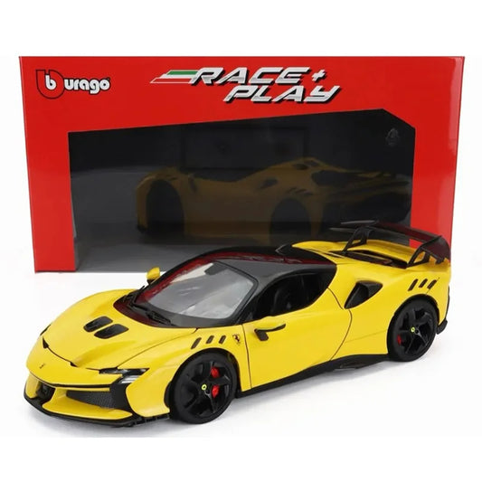 Bburago Ferrari SF90 XX Yellow Stradale 1:18 Diecast Model Car image 0