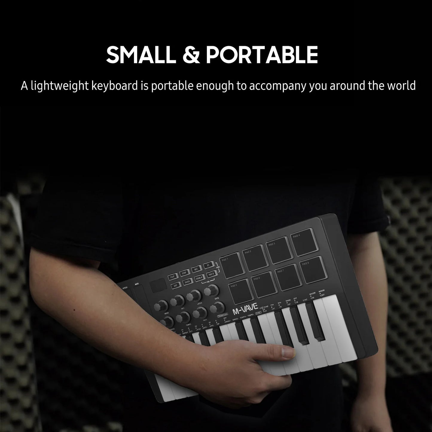 M-VAVE 25-Key MIDI Controller Keyboard Portable Music Arranger Keyboard RGB image 3