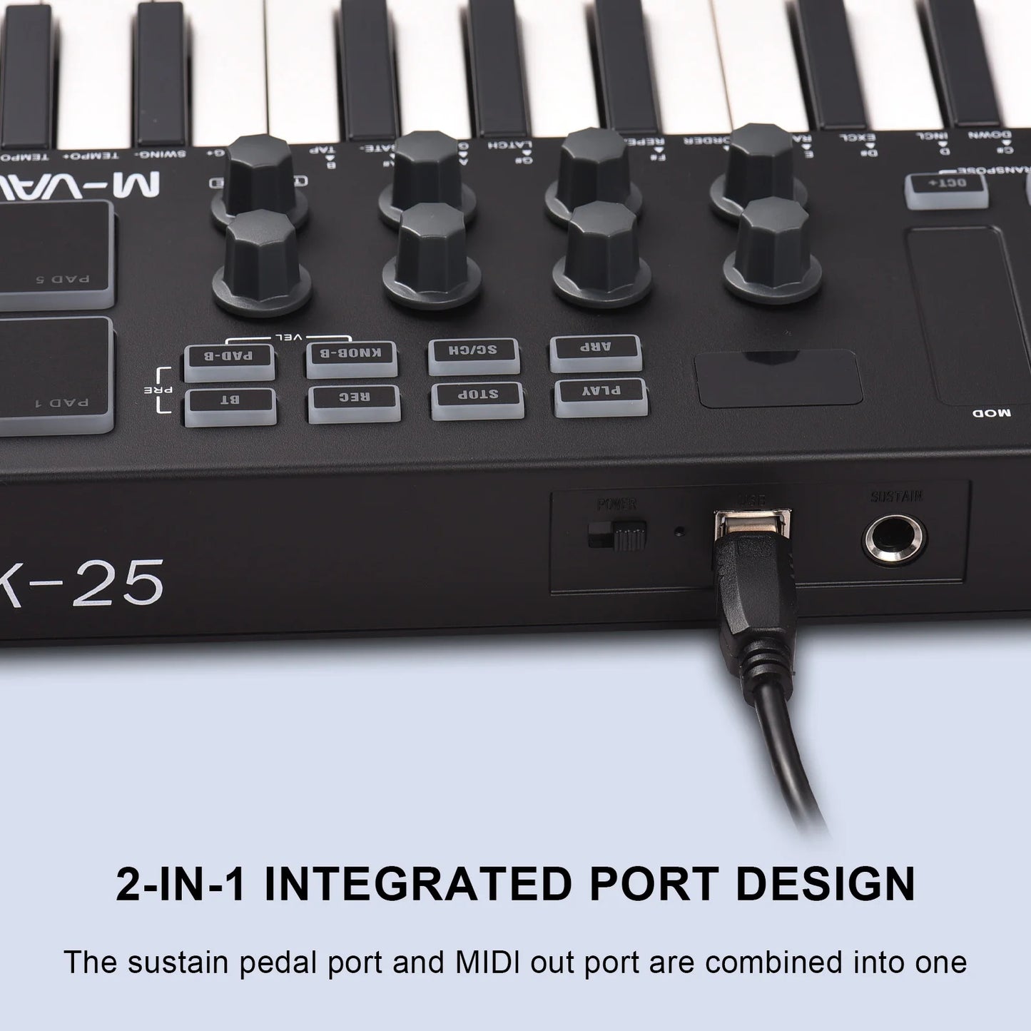 M-VAVE 25-Key MIDI Controller Keyboard Portable Music Arranger Keyboard RGB image 7