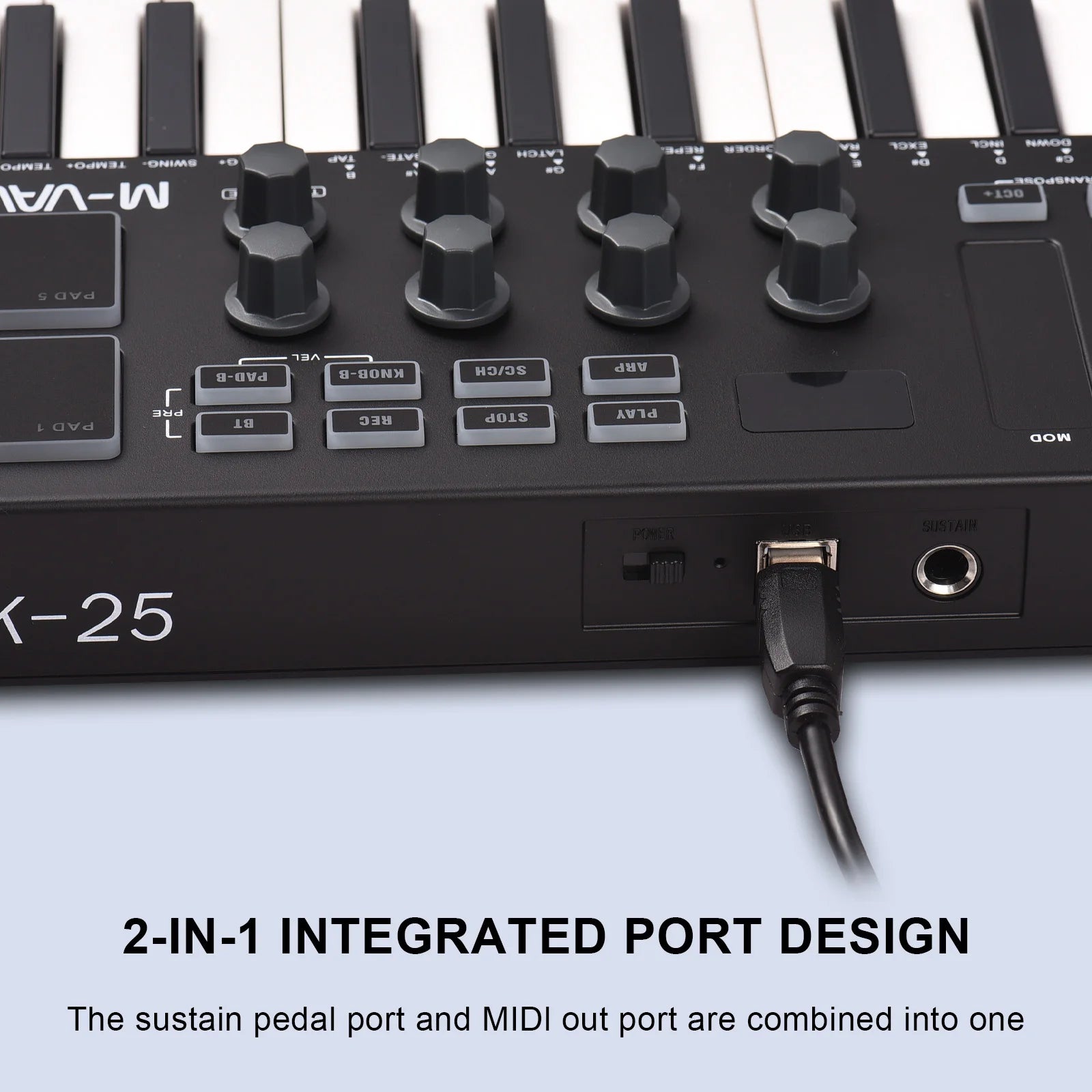 M-VAVE 25-Key MIDI Controller Keyboard Portable Music Arranger Keyboard RGB image 7