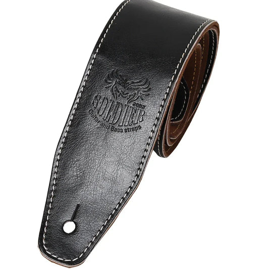 Genuine Black Leather Guitar Strap With Soft Adjustable Strap image 0