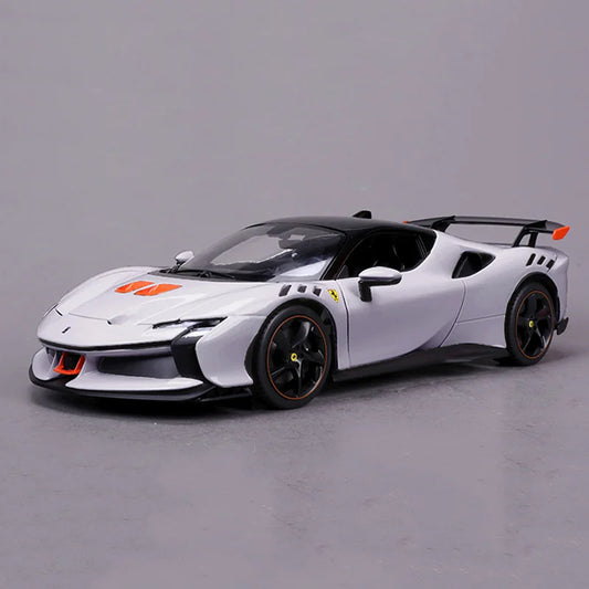 Bburago Ferrari SF90 XX White Stradale 1:18 Diecast Model Car image 0
