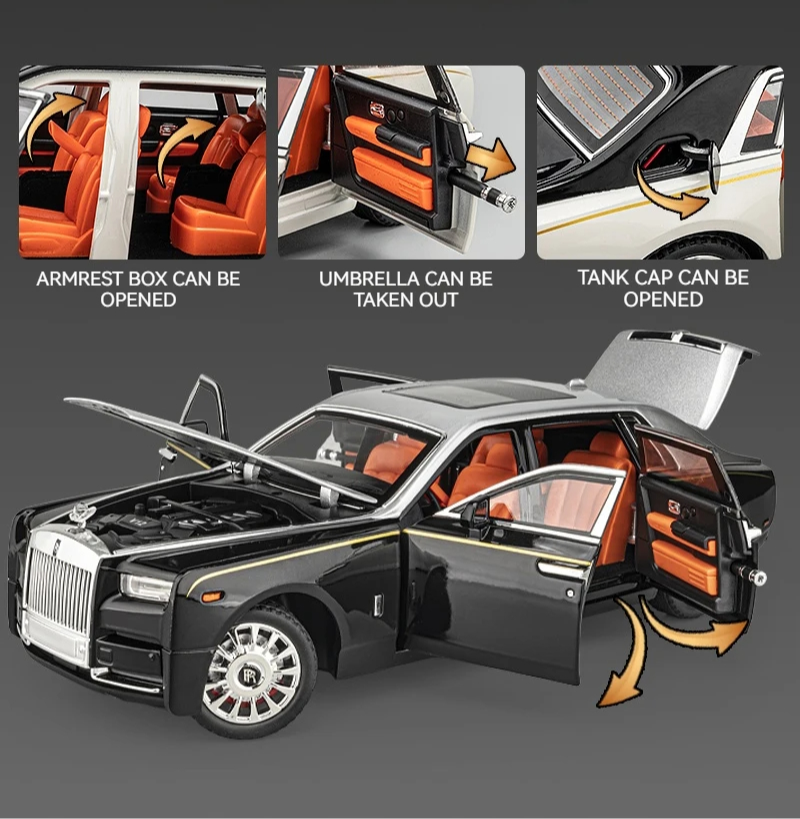 Rolls Royce Phantom Black & Silver Model Car 1:18 image 2
